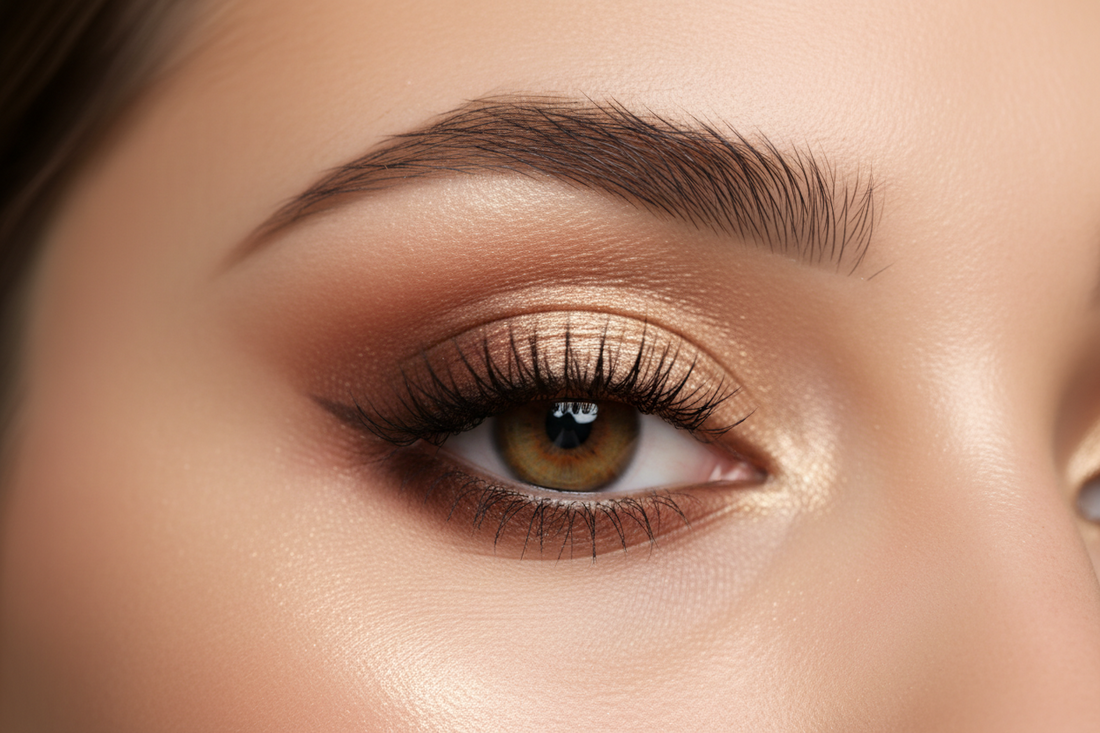 Professional cut crease eye makeup tutorial showing sharp, defined lines with shimmery lid and matte crease