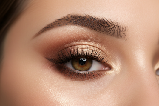 Professional cut crease eye makeup tutorial showing sharp, defined lines with shimmery lid and matte crease